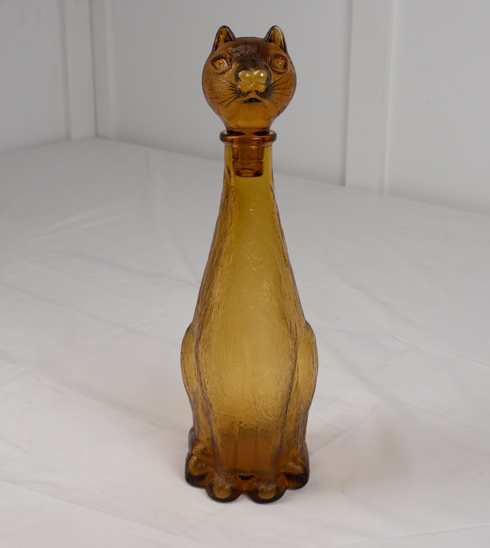 Decantador gato cristal marrón