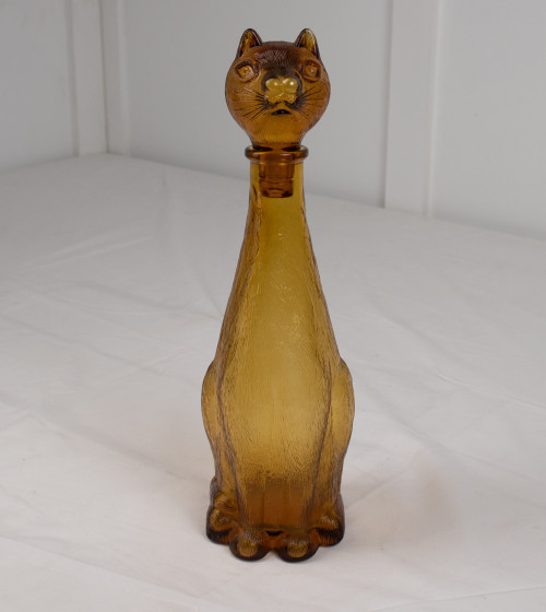 Decantador gato cristal marrón