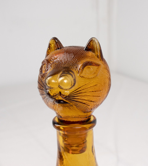 Decantador gato cristal marrón