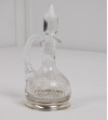 Flacons huile et vinaigre en cristal, base argentée (2 pièces) et salière