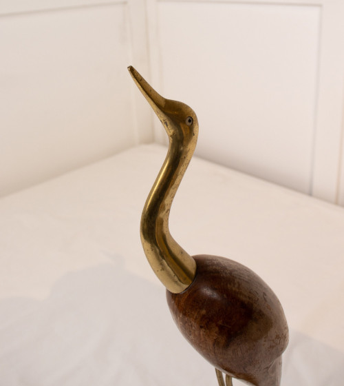 Oiseau en bois et métal doré