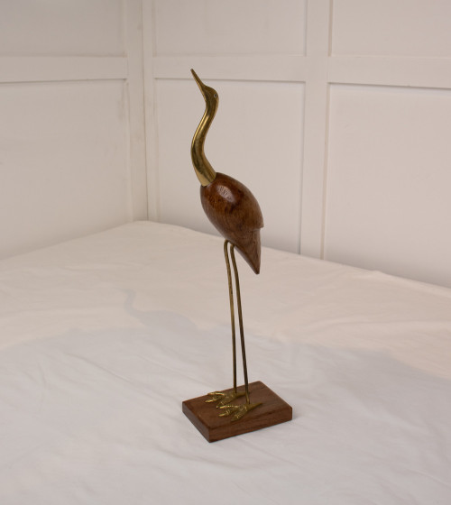 Oiseau en bois et métal doré