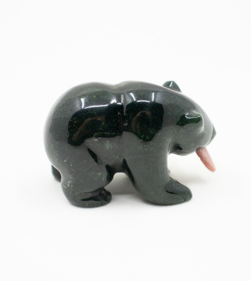 Petit ours avec une truite dans la bouche