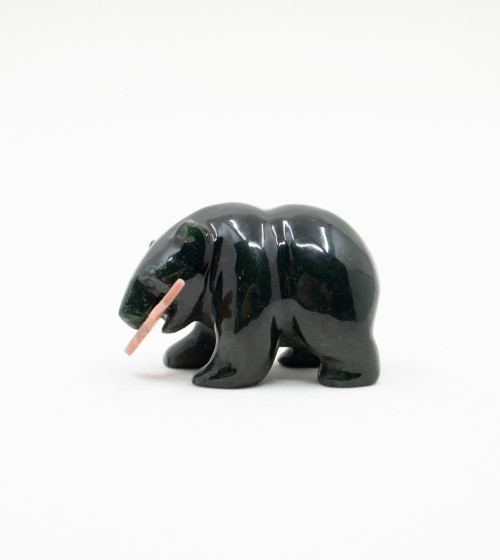 Petit ours avec une truite dans la bouche