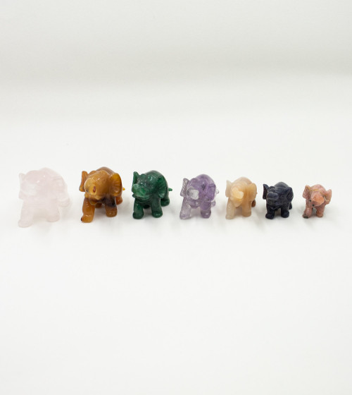 Set of seven elephants on pedestal