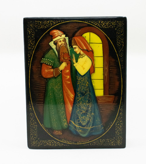 Russian lacquered wooden box