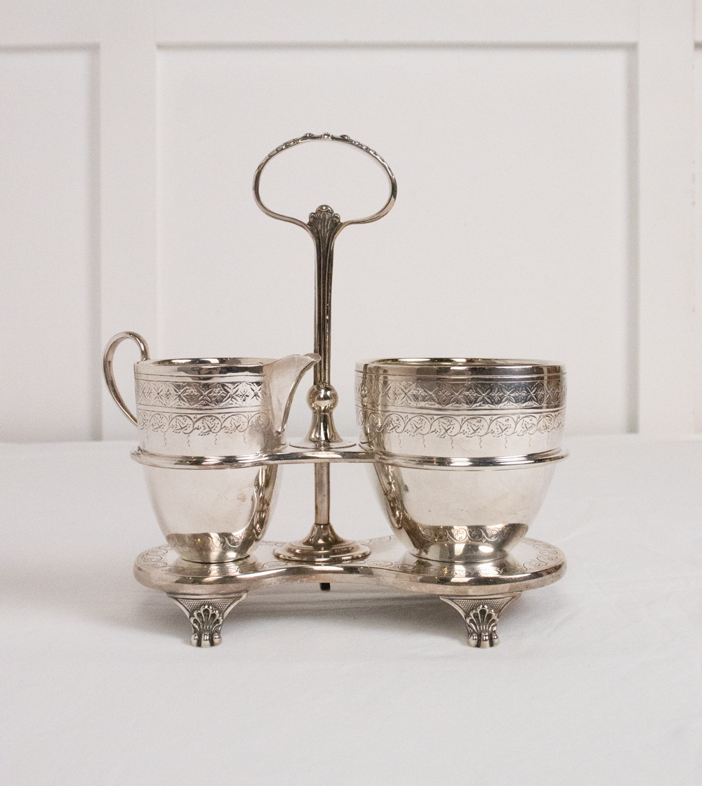 Silver milk jug and sugar bowl set, 19th century