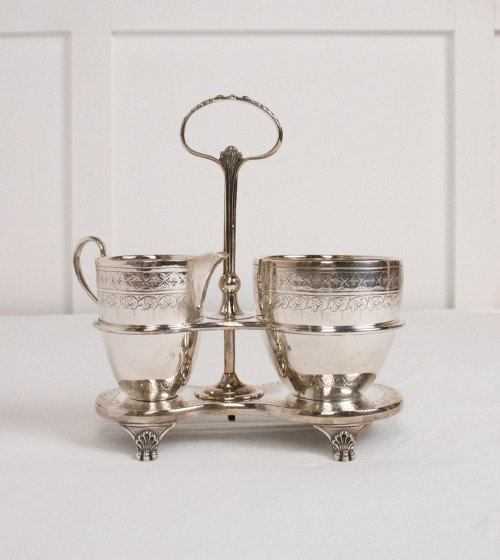 Ensemble pot à lait et sucrier en argent, XIXe siècle