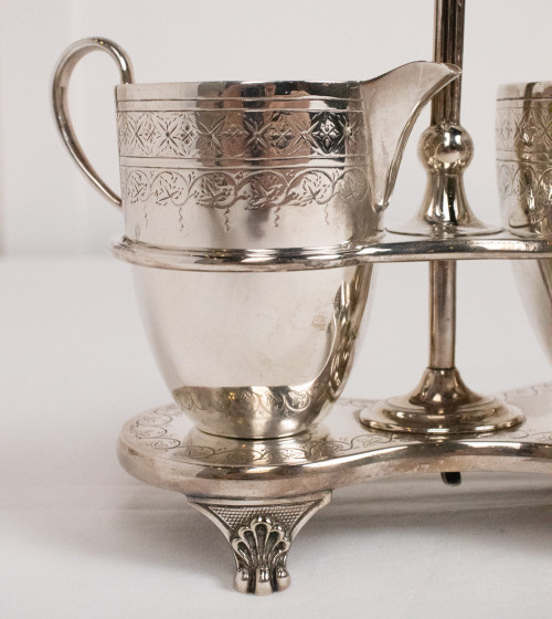 Ensemble pot à lait et sucrier en argent, XIXe siècle
