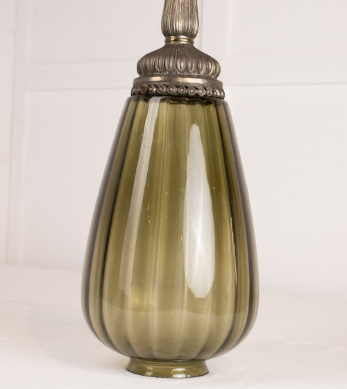 Lampada artdeco vidre fumat i metall