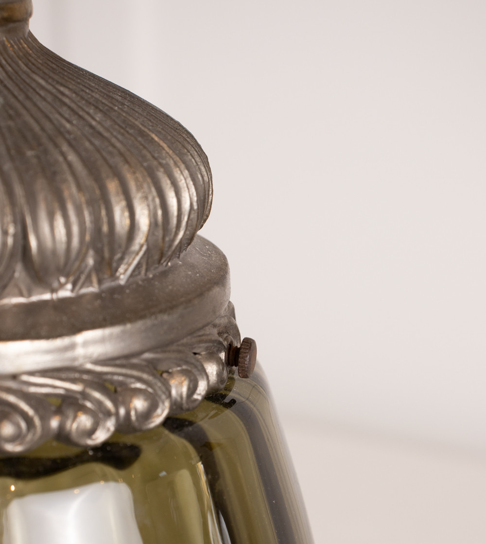 Lampada artdeco vidrio ahumado y metal