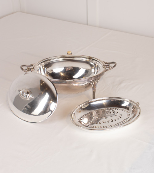 Réchaud edouardien 1910 plaqué argent