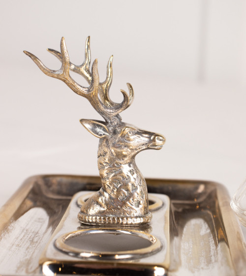 Scottish inkwell with silver-plated chamois, 1890